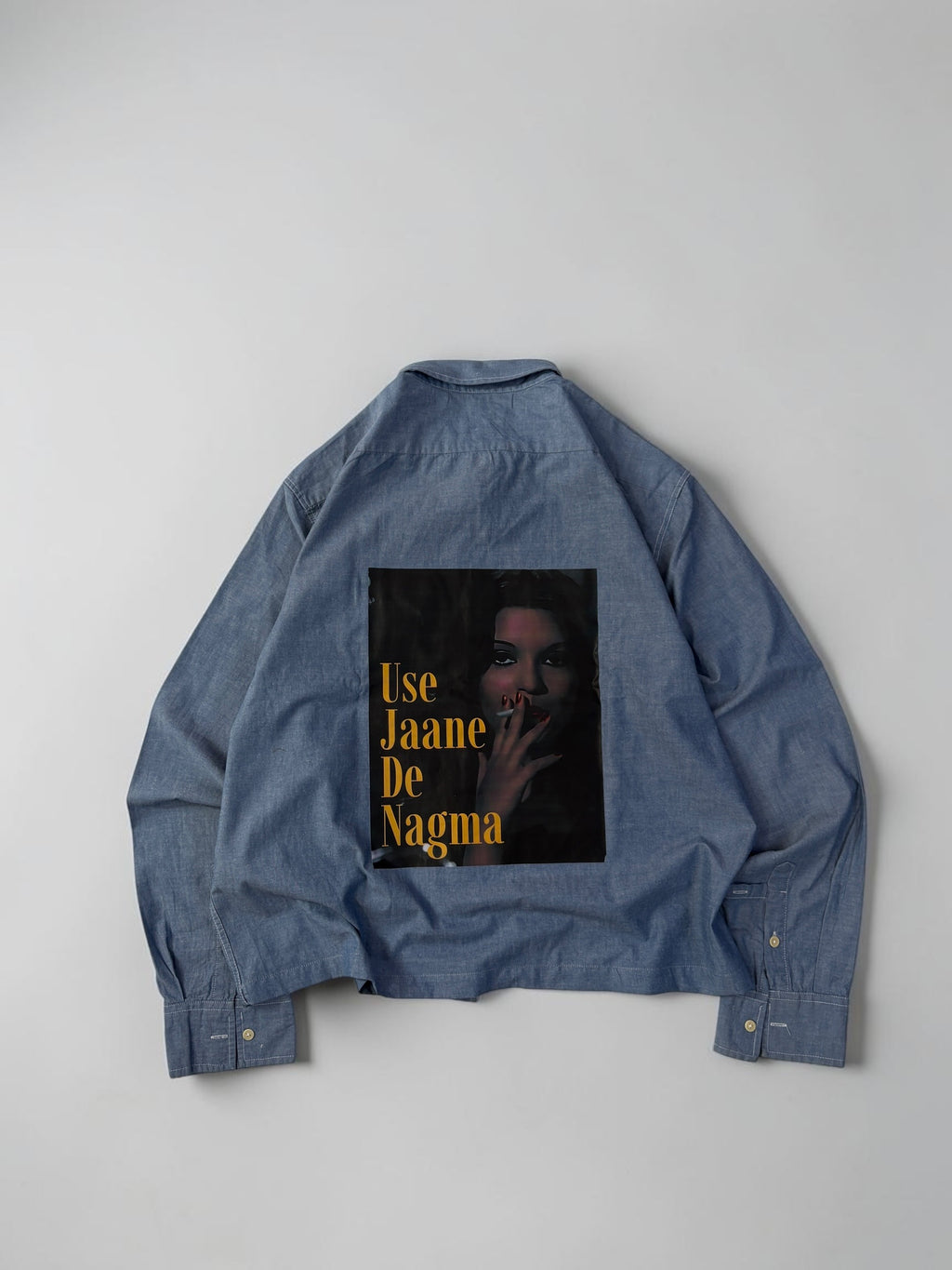 BLUE DENIM PRINTED BOXYSHIRT