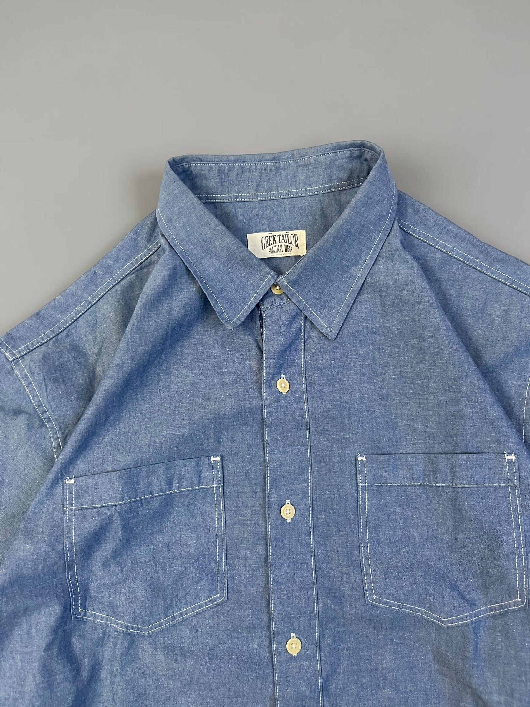 BLUE DENIM PRINTED BOXYSHIRT